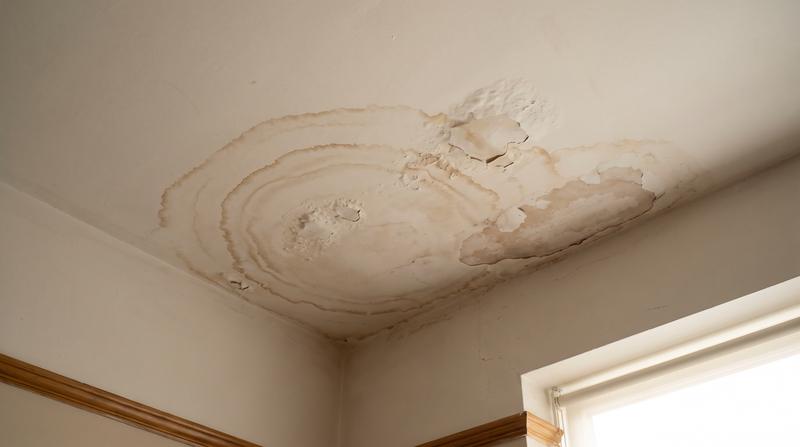 Water stained ceiling before repair