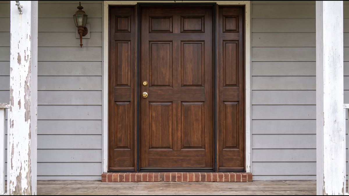 Door weatherproofing repair: after, same material repaired