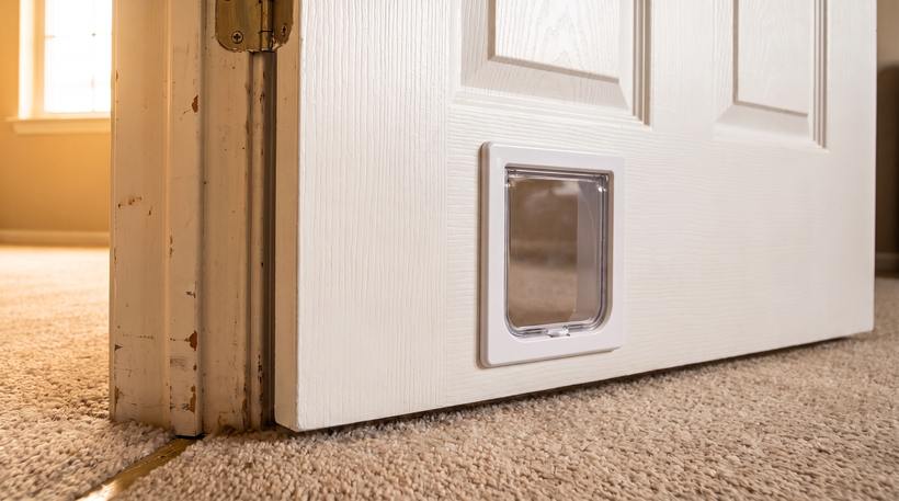 Pet door repair: after, same material repaired