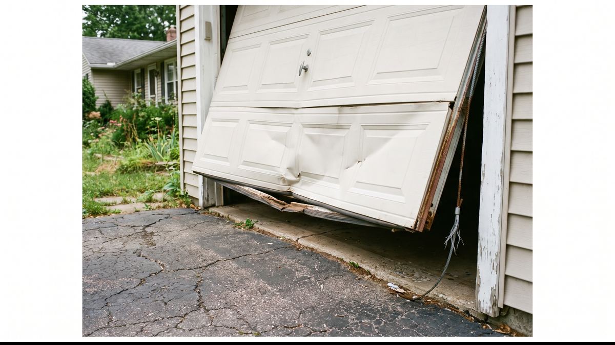 Garage door repair: before