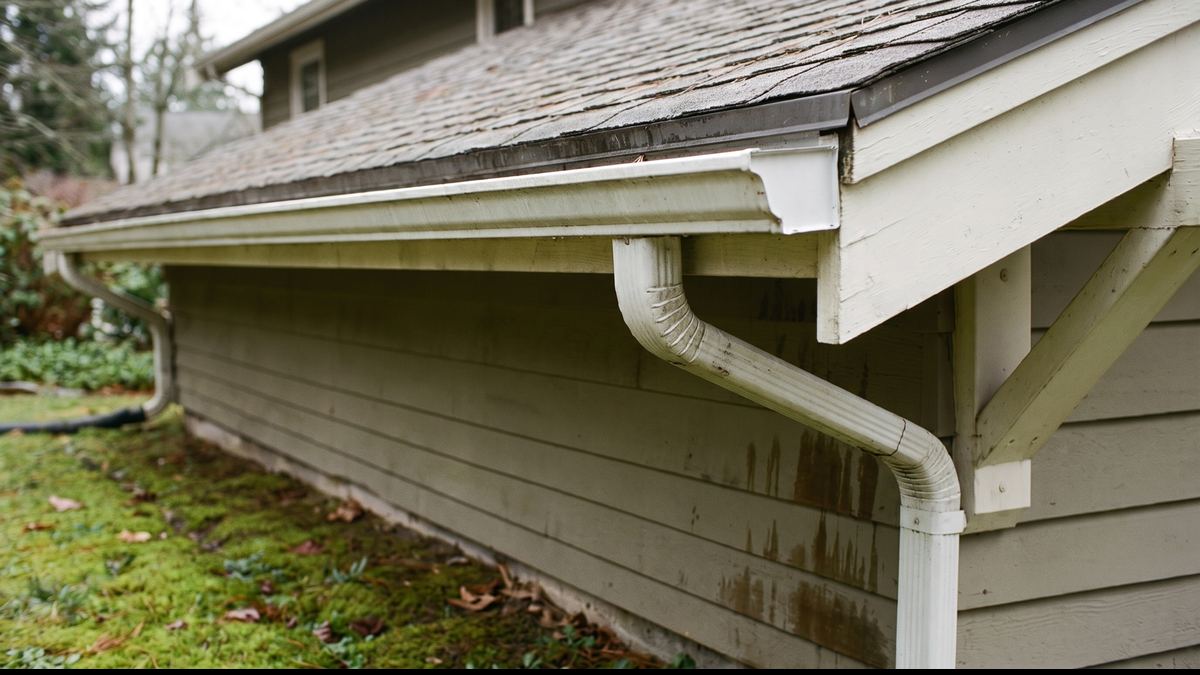 Gutter repair in Carlsbad: after, same material repaired