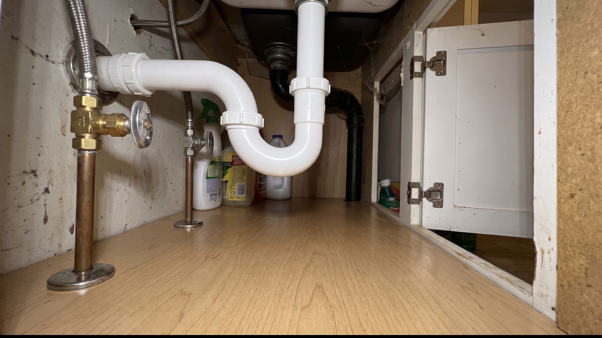 Plumbing repair: after, same material repaired