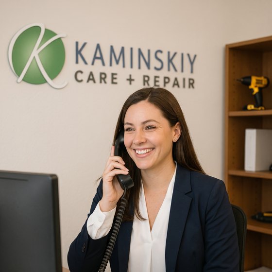 Kaminskiy team member answering a call