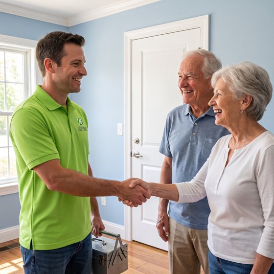 Kaminskiy technician greeting a client