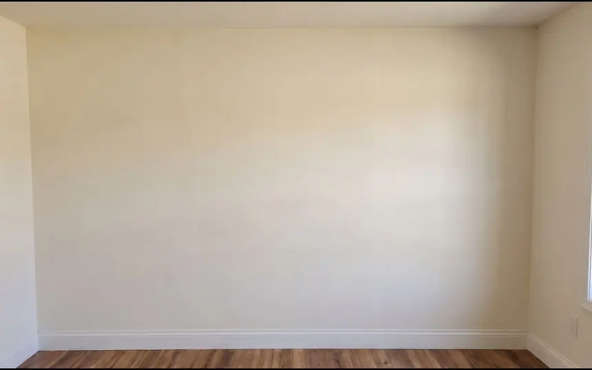 After: the ceiling drywall replaced, textured and primed