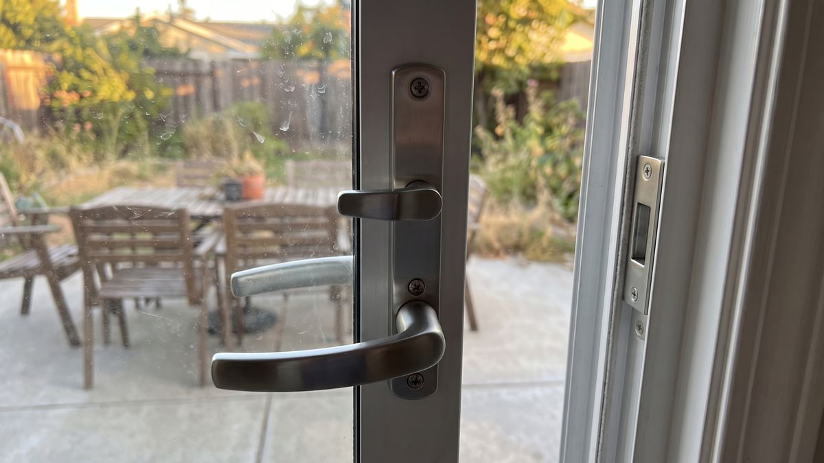 Same sliding door with a new handle and lock installed