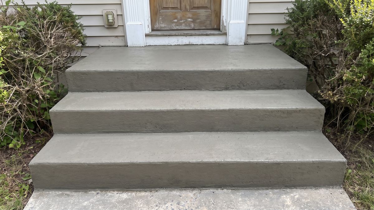 Same front steps with the cracks and edges repaired