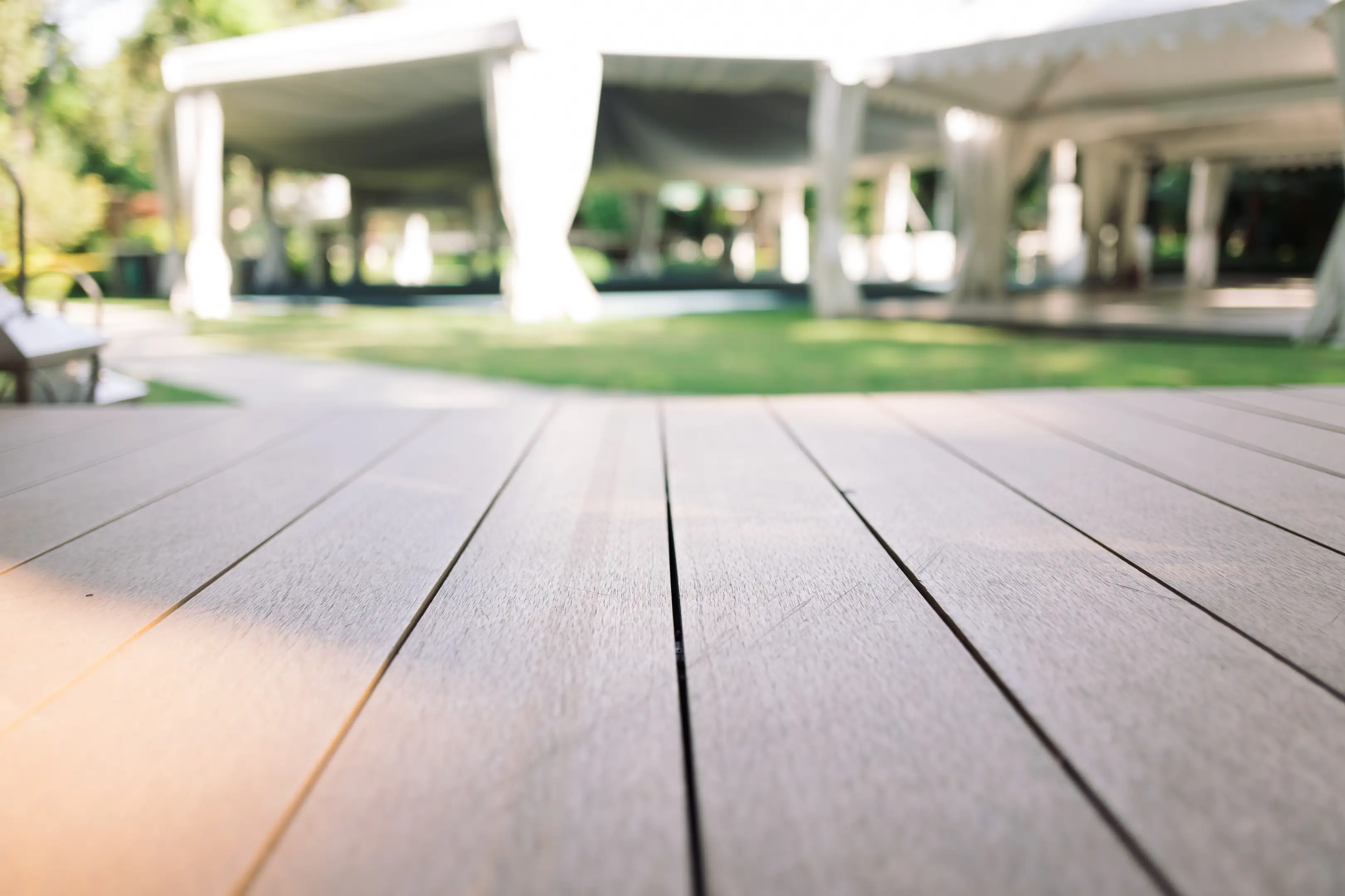Restored wooden deck after repair work