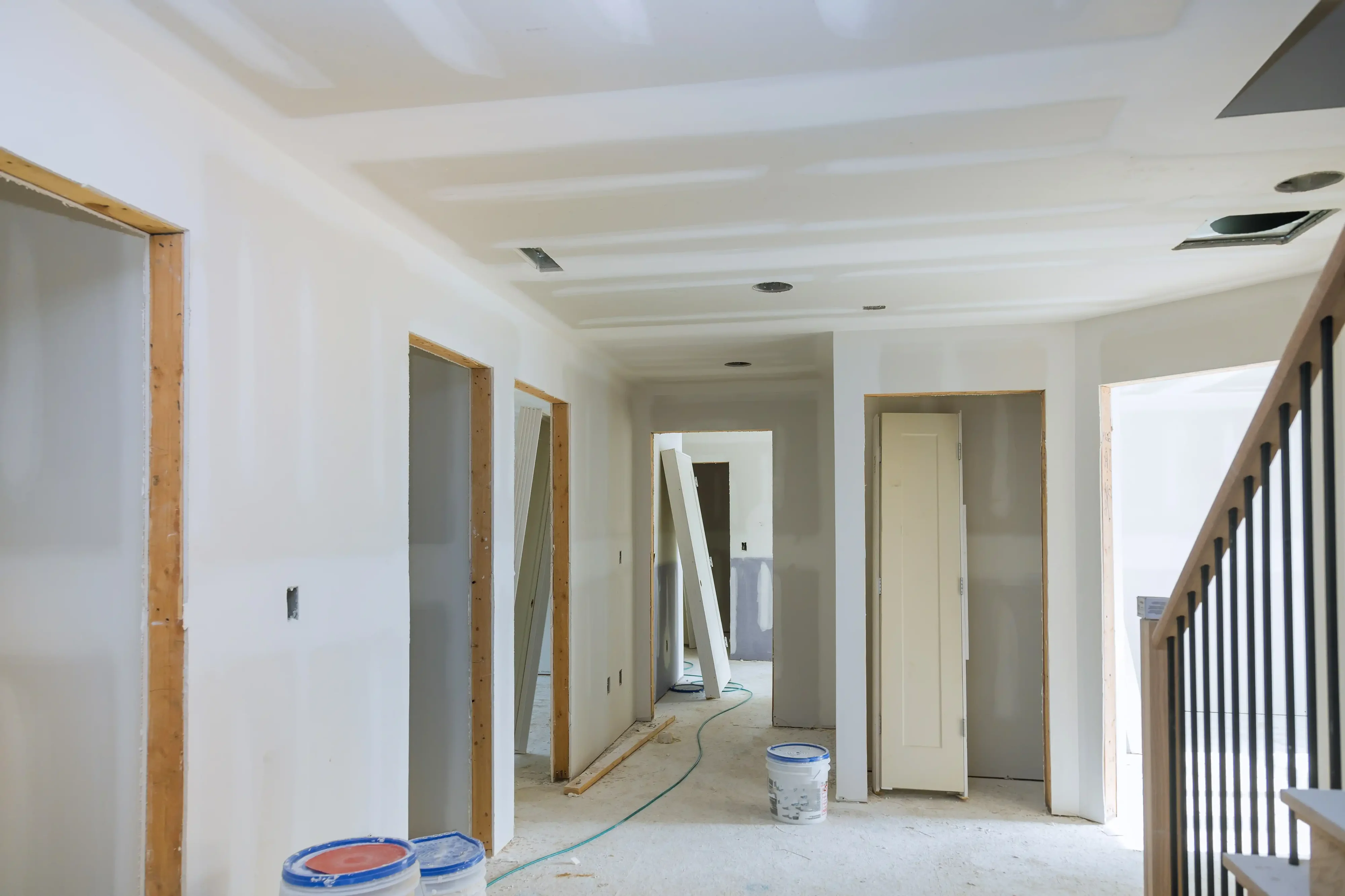 Professional new home drywall taping and interior construction finish work